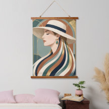 Femme avec chapeau de soleil art déco
