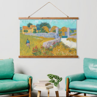 Tapisserie Suspendue Ferme Van Gogh En Provence Vieux Mur En Bois