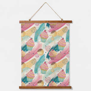 Tapisserie Suspendue Festive Cupcake & Brushstroke Celebration Motif