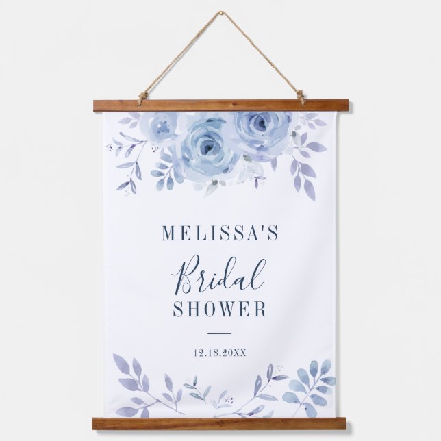 Tapisserie Suspendue Fête de mariage Poussière de Bleu Floral Lilas (Recto)