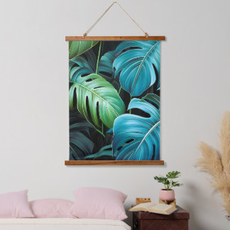 Tapisserie Suspendue Feuilles de Monstera Botanique Feuillage Jungle Tr