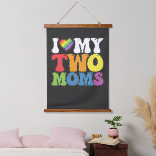 Tapisserie Suspendue Fierté LGBT J'aime mes deux mamans Gay Lesbienne S