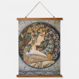 Tapisserie Suspendue Fille aux Cheveux de Lierre Peinture d'Alphonse Mu