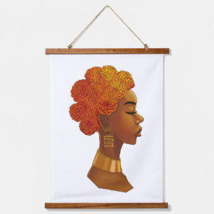 Tapisserie Suspendue Fille de fleurs de royauté africaine