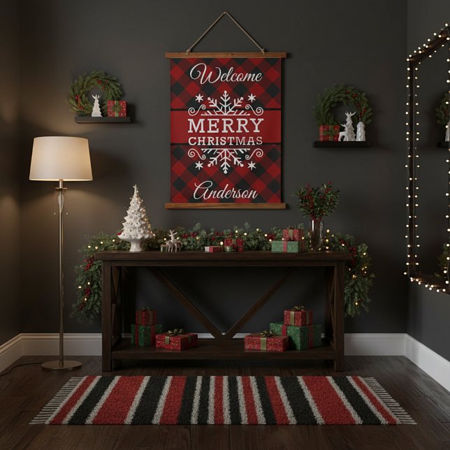 Tapisserie Suspendue Flanelle Joyeux Noël flocon de neige  (Créateur téléchargé)