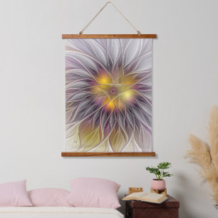 Tapisserie Suspendue Fleur colorée lumineuse, fractale moderne abstrait