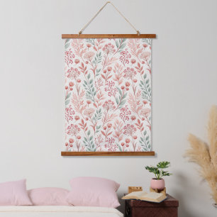 Tapisserie Suspendue Fleur de cerisier rose, Floral et Motif Feuille