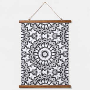 Tapisserie Suspendue Fleur de mandala géométrique monochrome