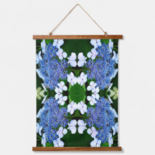 Tapisserie Suspendue Fleur d'hortensia à dentelle bleue abstraite