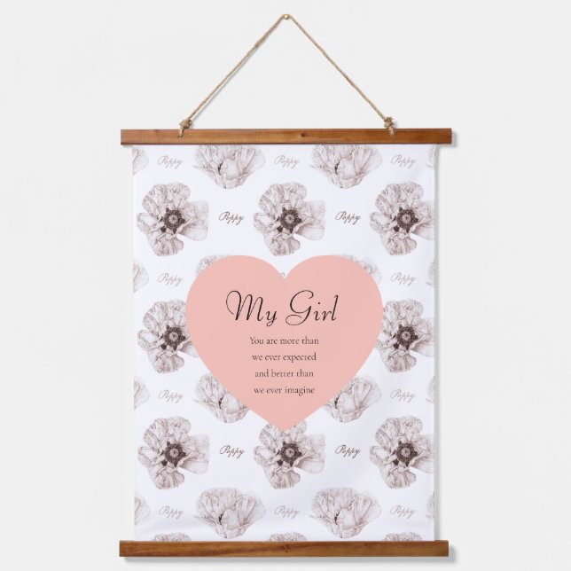 Tapisserie Suspendue Fleur illustrée de pavot (Recto)