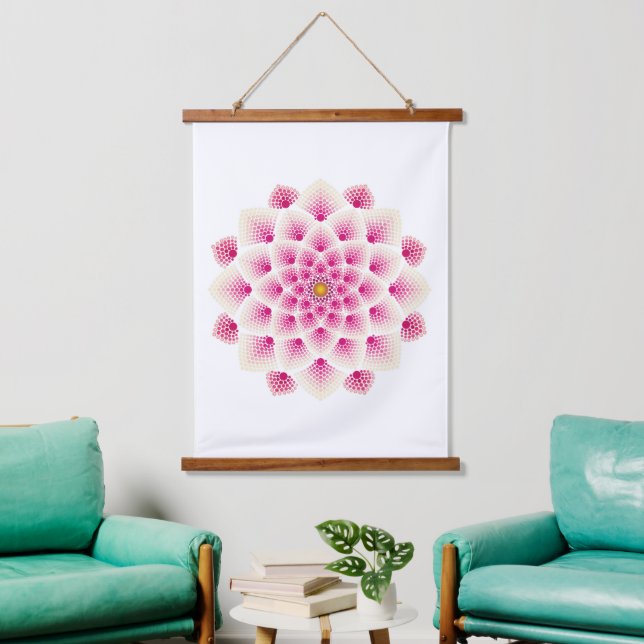 Tapisserie Suspendue Fleur Mandala rose (Salon)