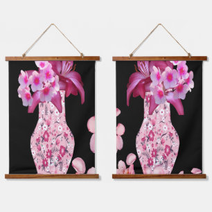 Tapisserie Suspendue Fleur rose tendance à motif floral dispersé