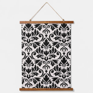Tapisserie Suspendue Fleurir damas grand motif noir sur crème