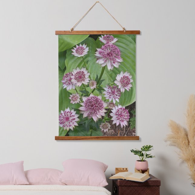 Tapisserie Suspendue Fleurs d'Astrantia rose (Chambre à coucher)