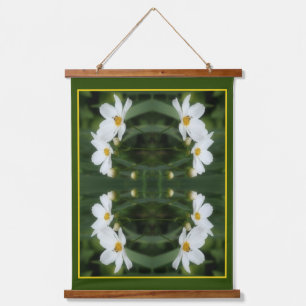 Tapisserie Suspendue Fleurs De Cosmos Blanc Et Abeille Abstraite