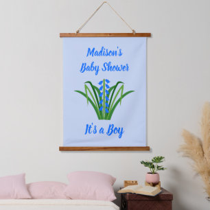Tapisserie Suspendue Fleurs de Jacinthe Bleue pour Garçon Baby Shower P