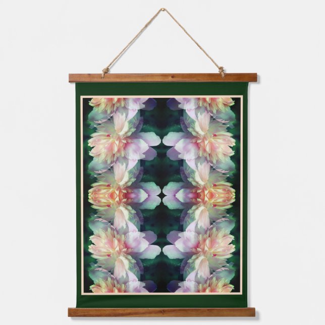 Tapisserie Suspendue Fleurs de pivoine rose Multipliées Abstraites (Recto)