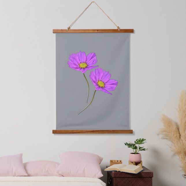 Tapisserie Suspendue Fleurs Deux Cosmos Violets (Chambre à coucher)