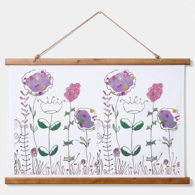Tapisserie Suspendue Fleurs en techniques mixtes  (Devant)