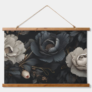 Tapisserie Suspendue Fleurs noires et blanches