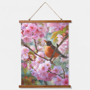 Tapisserie Suspendue Fleurs roses de Robinet printanier