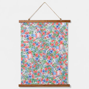Tapisserie Suspendue Fleurs rouges blanches et bleues patriotiques 4 ju