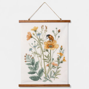 Tapisserie Suspendue Fleurs sauvages vintage et aquarelle botanique de