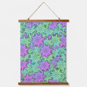 Tapisserie Suspendue Fleurs violettes et vertes uniques