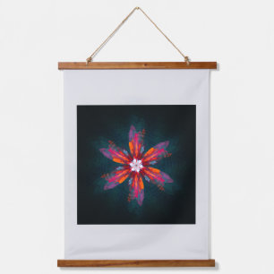 Tapisserie Suspendue Flore Mandala Flowers Orange Red Blue Abstract