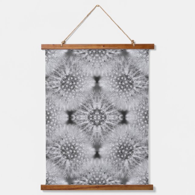 Tapisserie Suspendue Fluffy White Dandelions Abstract Nature Pattern  (Recto)