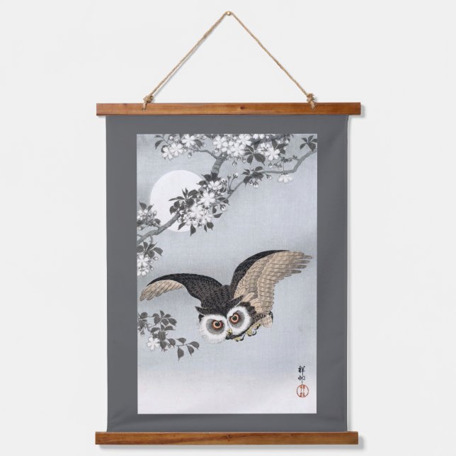 Tapisserie Suspendue Flying Owl and Full Moon, Koson, Ukiyo-e (Recto)