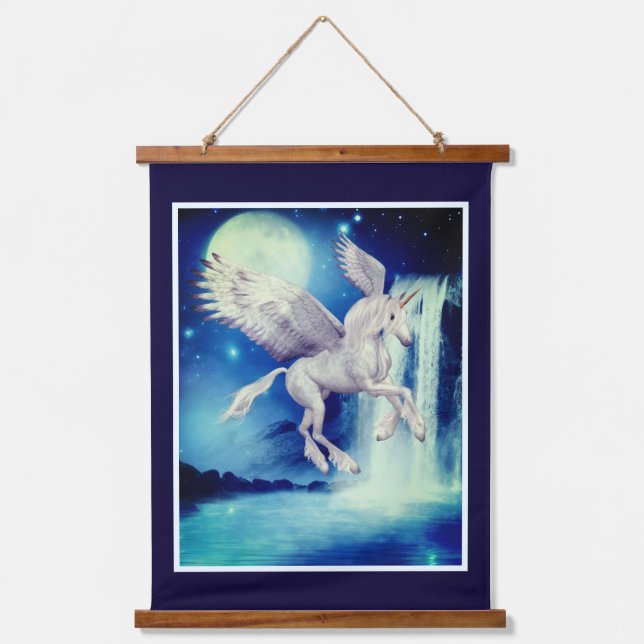 Tapisserie Suspendue Flying Unicorn Waterfall Fantasy Horse  (Recto)