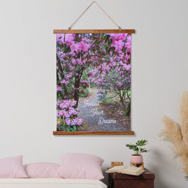 Tapisserie Suspendue Follow Your Dreams Quote Floral Garden Path (Chambre à coucher)