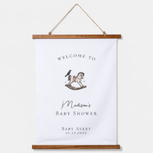 Tapisserie Suspendue Fond de bienvenue pour Baby Shower Cheval à Bascul