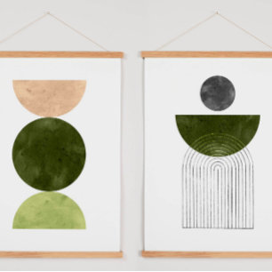 Tapisserie Suspendue Formes géométriques vert olive