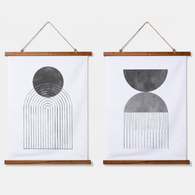 Tapisserie Suspendue Formes grises Abstraites (Double)