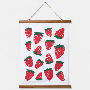 Tapisserie Suspendue Fraises d'été bio - rouge et vert