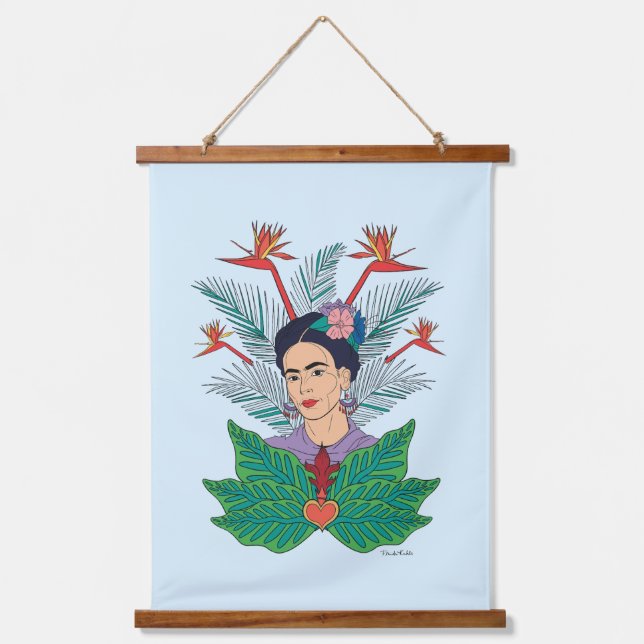 Tapisserie Suspendue Frida Kahlo | Oiseaux de Paradis Floral Graphic (Recto)