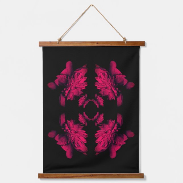 Tapisserie Suspendue Fuchsia Peony Art Floral Abstrait (Recto)