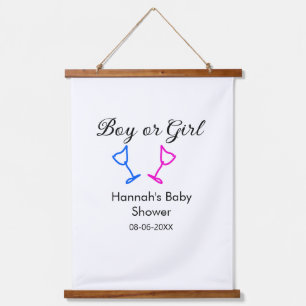 Tapisserie Suspendue Garçon ou fille baby shower rose bleu verre nom da