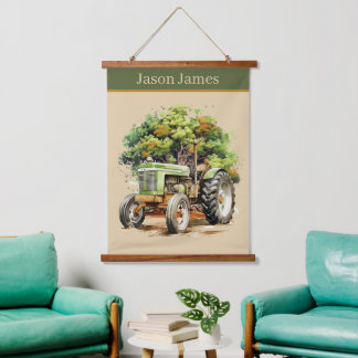 Tapisserie Suspendue Garçons cool Amateurs de tracteur ajouter le nom