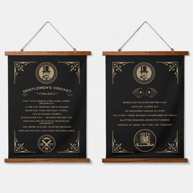 Tapisserie Suspendue Gentleman Victorian Cricket Rules Art (Double)