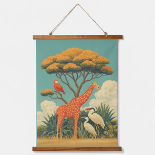 Tapisserie Suspendue Girafe et Safari Birds