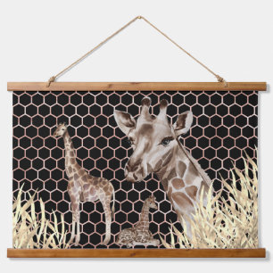 Tapisserie Suspendue Girafes africains modernes aquarelle