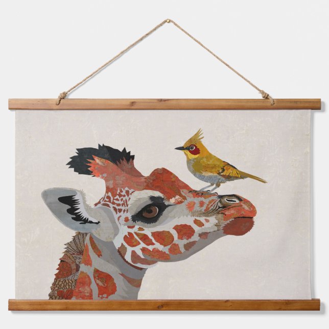 TAPISSERIE SUSPENDUE GIRAFFE & OISEAU DORÉ (Devant)