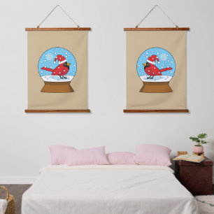 Tapisserie Suspendue Globe des neiges avec cardinal rouge mignon