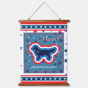 Tapisserie Suspendue Golden Retriever Étoiles Rouge Blanc Et Bleu 4 Jui