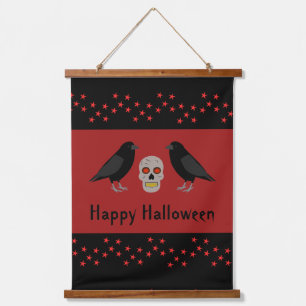 Tapisserie Suspendue Gothique crâne et gardien Ravens Halloween Custom