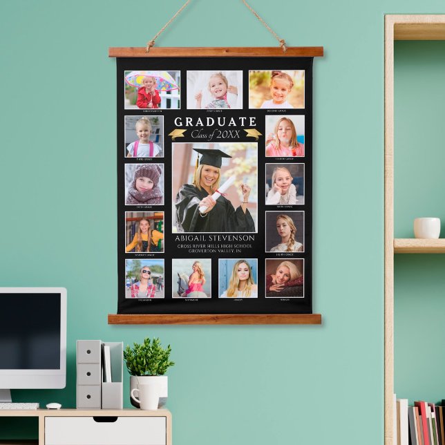 Tapisserie Suspendue Graduation K-12 Photo Collage Graduate Keepsaké (Créateur téléchargé)