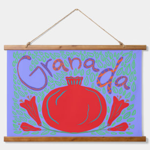 Tapisserie Suspendue Granada harde grenade rouge floral